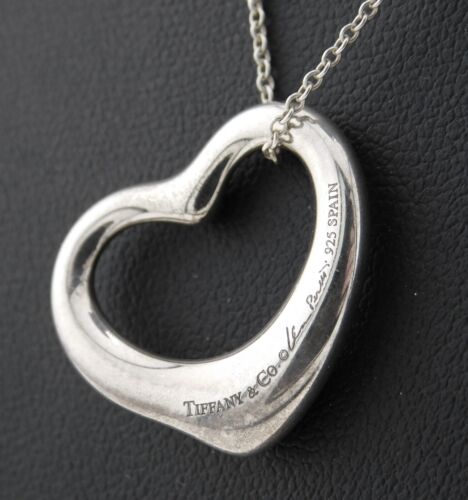 Collar colgante de diamantes con corazón abierto de plata de ley 925 Tiffany & Co Peretti - Imagen 4 de 13