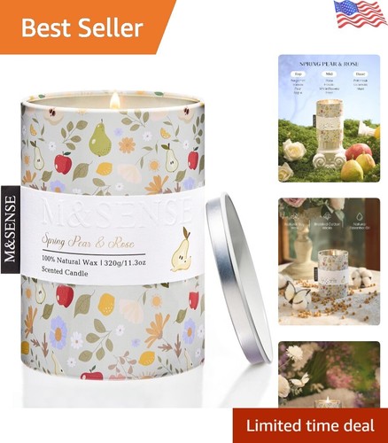 Long-Lasting Spring Pear Rose Candle - Beautiful 11.3oz Decor & Aromatherapy