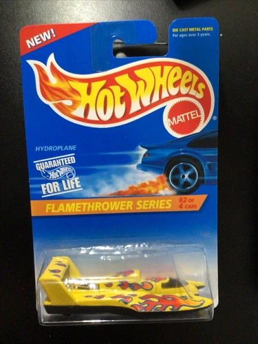 VINTAGE HOT WHEELS 1995 HYDROPLANE #385 FLAMETHROWER SERIES 2/4 BLUE CARD NIP