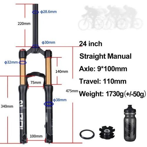 20/24 Inch MTB Bicycle Front Suspension Air Fork Rebound Damping Travel 100mm - Picture 9 of 30