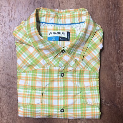 Magellan Outdoors Fish Gear Mag Wick Shirt Long Sleeve Large Vented Green/Orange