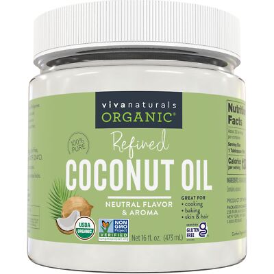 Viva Naturals Refined Coconut Oil - Expeller-Pressed Organic Coconut Oil for ...