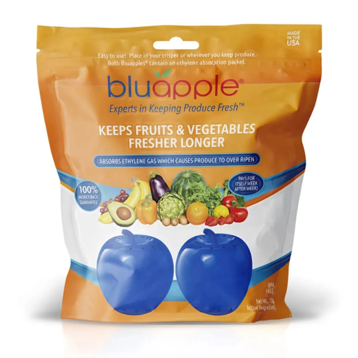 Bluapple Produce Saver 2-Pack - Keeps Fruits & Vegetables Fresh Longer in  Ref
