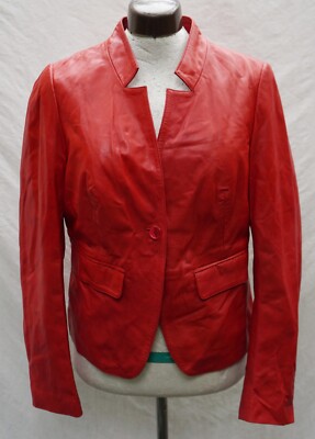 Leather jacket red 36 Rick Cardona Heine lamb nappa fire red leather blazer jacket