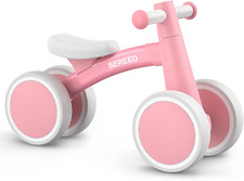 Lightweight Baby Balance Bike w/ 4 Wheels-12-24 Month Toddler First Bike-PinkNEW