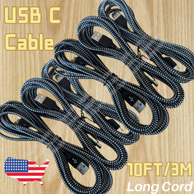 Bulk Lot 10ft USB Type C Fast Charger Cable Charging Cord For Samsung S20 S10 S9