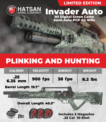 Hatsan Invader Limited Edition .25Cal PCP Side Bolt Digital Green