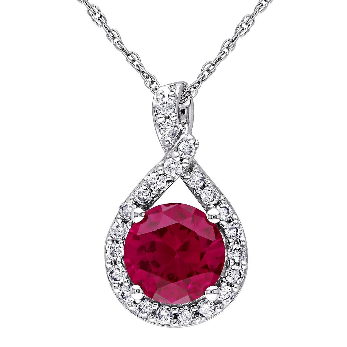 Created Ruby & Diamond Infinity Pendant Necklace … - image 1