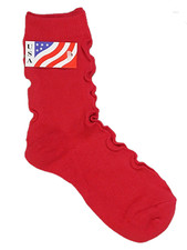 New 4 Pairs Vintage Womans Ruffle Crew Sock Red Quality Soft Unique Design