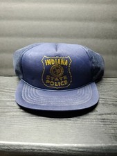 VINTAGE Indiana State Police Snapback Adjustable Hat: Blue/Gold