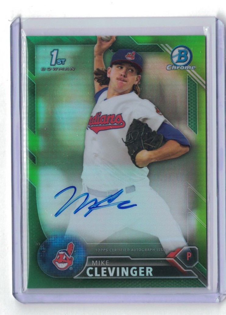2016 Bowman Chrome Mike Clevinger Auto Green #65/99   Cleveland Indians