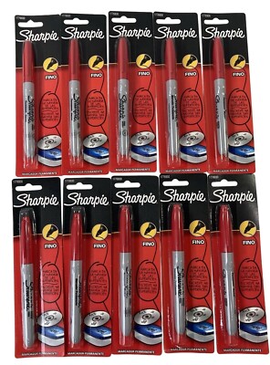 10 Sharpie Red Permanent Marker Fine Point Ink Pen Lot Set Bundle New Office
