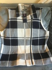 Chaps Women's Vest Size Xxl Blue Plaid Side Zipper - New With Tags