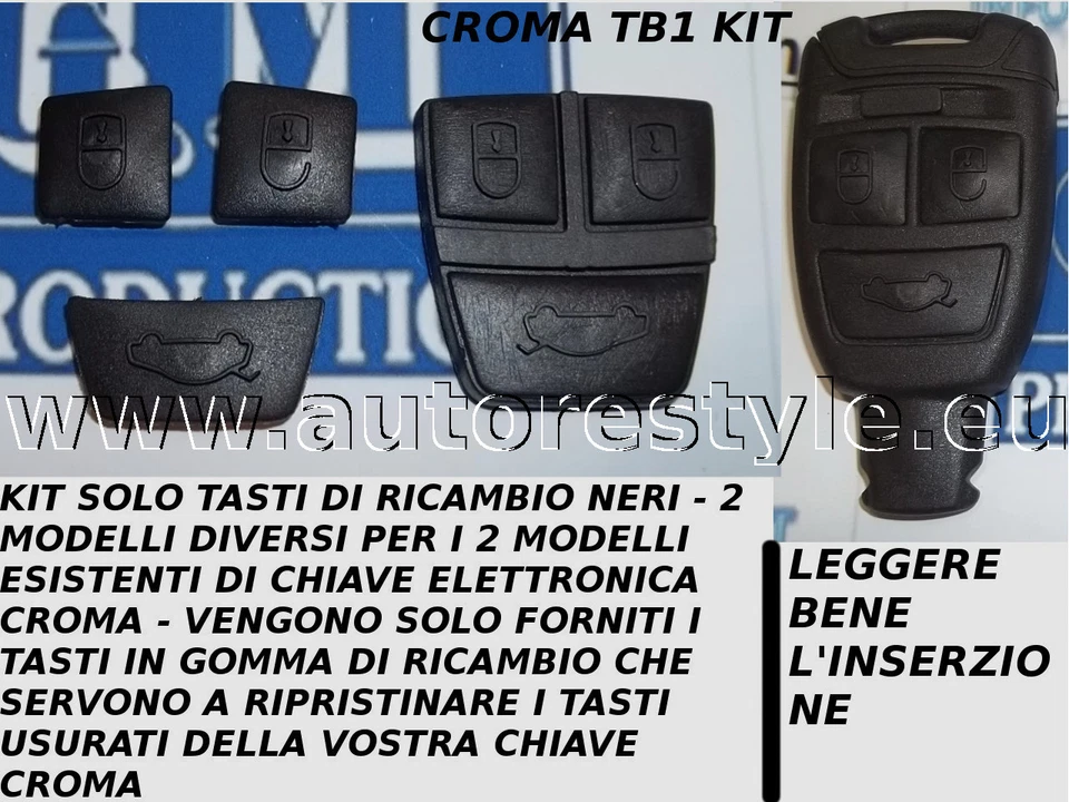 G.M. PRODUCTION GOMMINO TASTI PLASTICA PER 2 MODELLI CHIAVE TELECOMANDO FIAT CROMA LEGGERE BENE