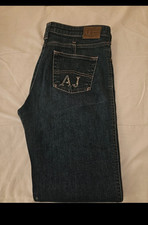 Armani Jeans Womens Straight Blue Dark Wash Denim 30W 30L Studded Logo