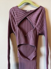 Fashion Nova Purple Ribbed Knit Maxi Dress with Cutout Detail Size S