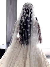 Custom Luxury Shiny Sequins Diamond Bridal Wedding Veil Pearl Headdress with