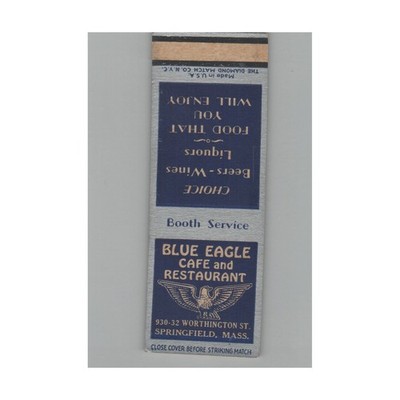 Matchbook Cover Blue Eagle Cafe and Restaurant Springfield MA