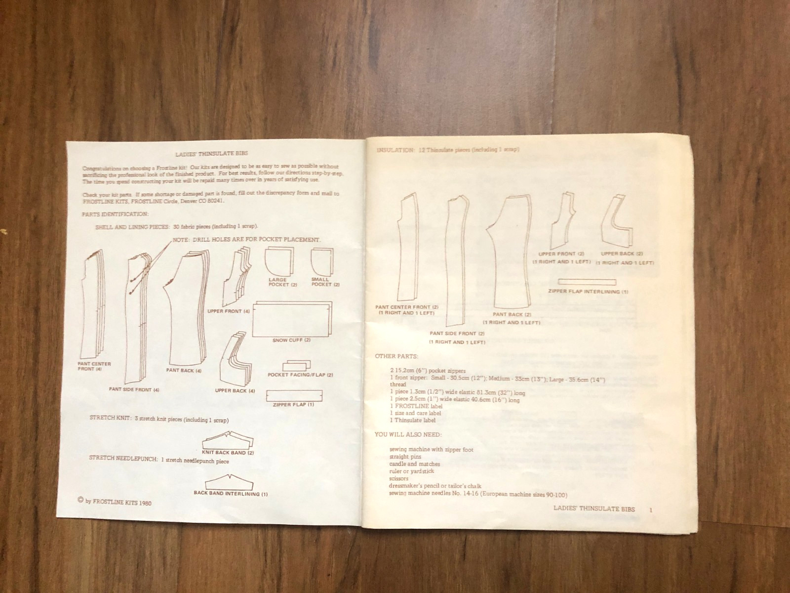 Frostline Ski Bib Complete Overall Kit 111 Size S, material & supplies included