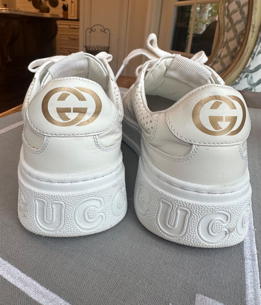 Size 6.5 - Gucci GG Embossed Sneaker White W | eBay