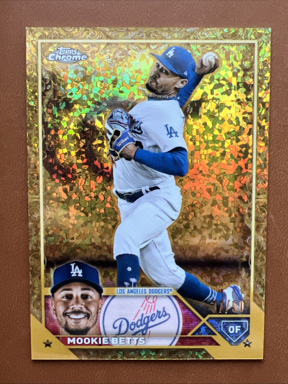2023 Topps Chrome Gilded Collection Mookie Betts Gold Mini Diamond Refractor /50