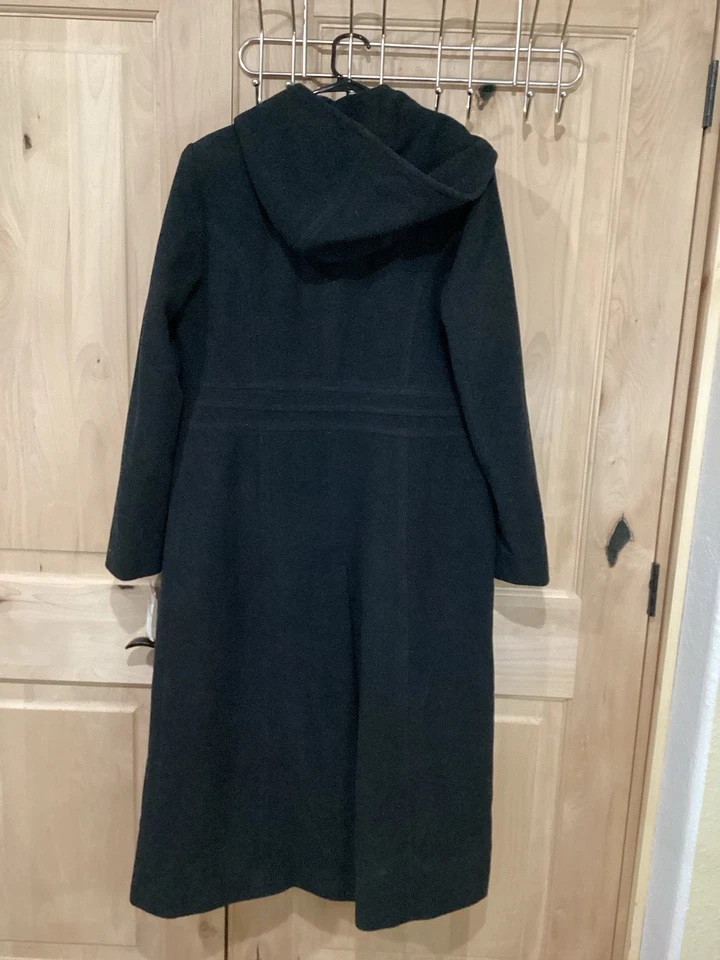 Anne Klein Women's Hooded Double-Breasted Maxi Coat Charcoal Size 12 NWT  - Image 2 of 4