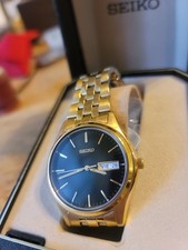 Seiko Mens Gold Tone Quartz Dress Wristwatch ...