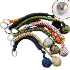 Outdoor Paracord Survival Keychain Steel Ball Self Defense Tool EmergencyLanyarD