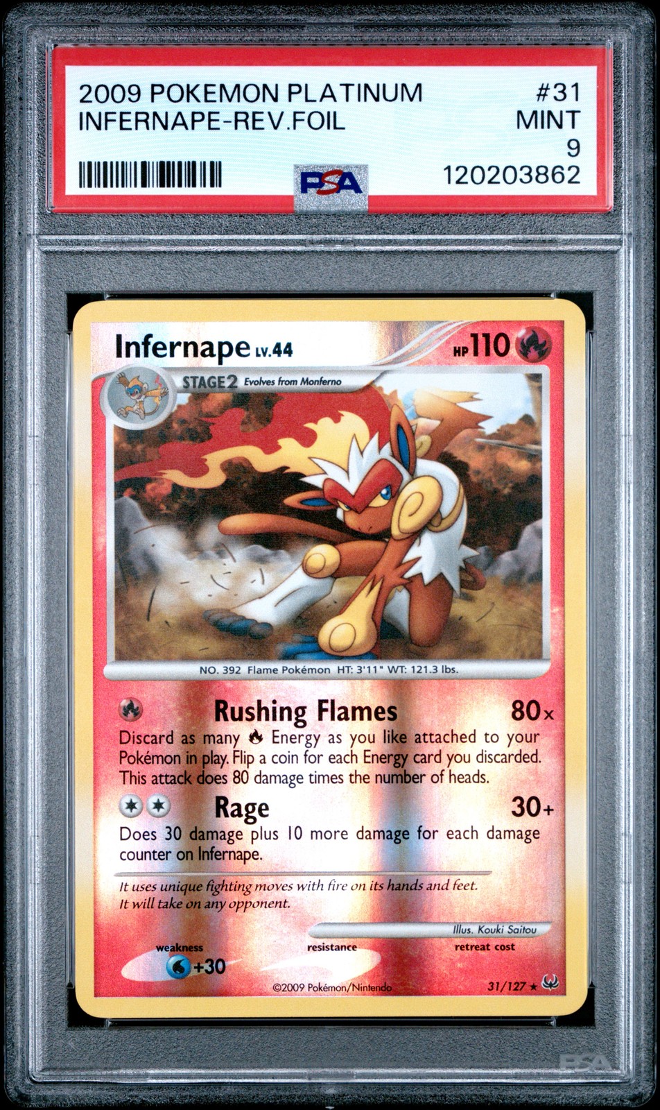 2009 POKEMON PLATINUM #31 INFERNAPE-REVERSE FOIL PSA 9