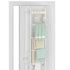 Over the Door Towel Rack for Bathroom 5 Tier Over The Door Towel Bar White