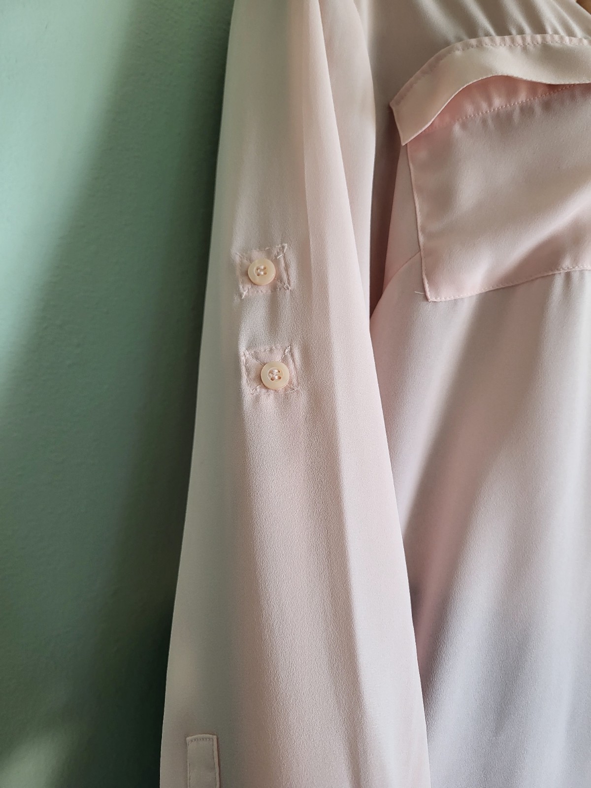 New York And Company Bottom Up Shirt Pink Size XL