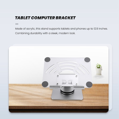 360° Rotating Tablet Stand Adjustable Portable Acrylic Desktop Stand for4796 - Picture 6 of 7