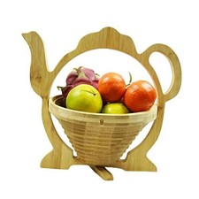 Foldable Fruit Basket Gift Bamboo Fruit and Veggie Basket Fruit Bowl Teapot
