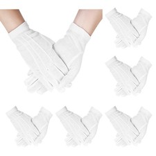 6 Pair White Cotton Gloves Parades Costume Gloves Formal Tuxedo Uniform Glove