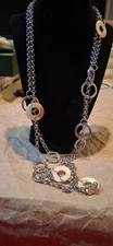 VNTG Charming Charlie Silver Toned Circle Links Chain Necklace 20" Lobster Clsp