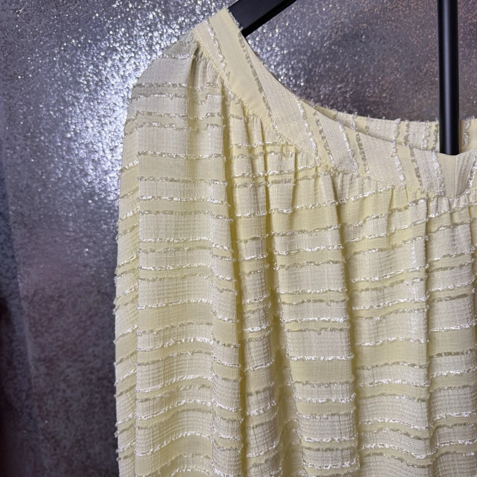 Blusa Lauren Conrad XL Texturizada Amarela Manga 3/4 Camponesa Top Negócios Casual - Imagem 2 de 4