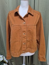 Pecan Brown Cropped Light Weight Denim Jean Jacket In Size XL