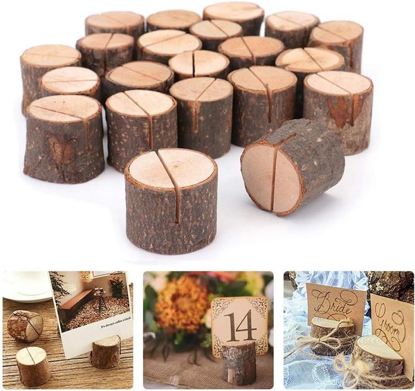 Kartenhalter Holz 20 StüCk Tischkartenhalter Memohalter Fotohalter Hochzeit Deko-image