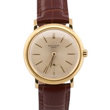 Patek Philippe Calatrava 34mm ARGENTO Automatico Oro Giallo 18K Pelle 3440