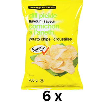 6 x Dill Pickle Potato Chips 200g  - FREE SHIPPING