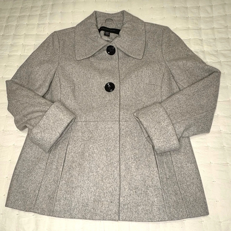 Abrigo para mujer Apostrophe mezcla de lana de un solo pecho guisante L | Chaqueta gris claro Foto 4 de 4