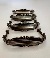 Set of 4 Antique Art Deco Brass Effect Pull Handles Furniture drawers Cabinet
