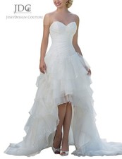 Rüschen Brautkleid Hochzeitskleid 32-60 Übergröße n.Maß vorne kurz hinten lang