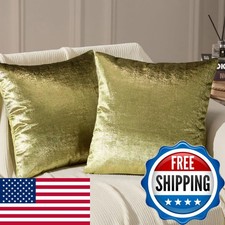 Phantoscope 2 Pack Velvet Glitter Throw Pillow Cover Green 18x18 inch