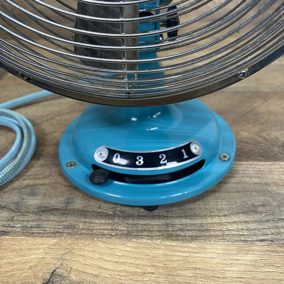 Better Homes & Gardens Retro Tabletop Fan Turquoise Teal Metal Construction MCM - Image 2 of 4