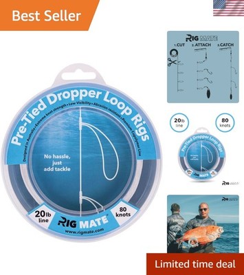 Versatile 20 lb Pre-Tied Dropper Loops: Low Visibility for Clear Water Fishing