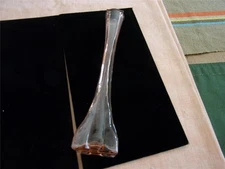 Pink depression glass ~12 in tall bud vase with square bottom