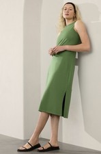 Athleta Essential Midi Dress Sz M Green Sleev...