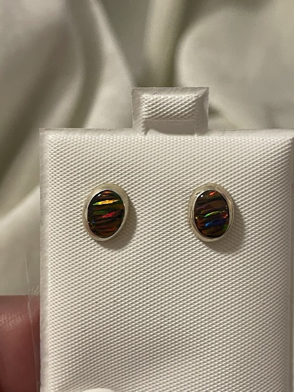 .925 Sterling Silver Opal Earrings