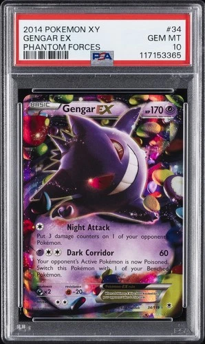 2014 POKEMON XY PHANTOM FORCES #34 GENGAR EX PSA 10